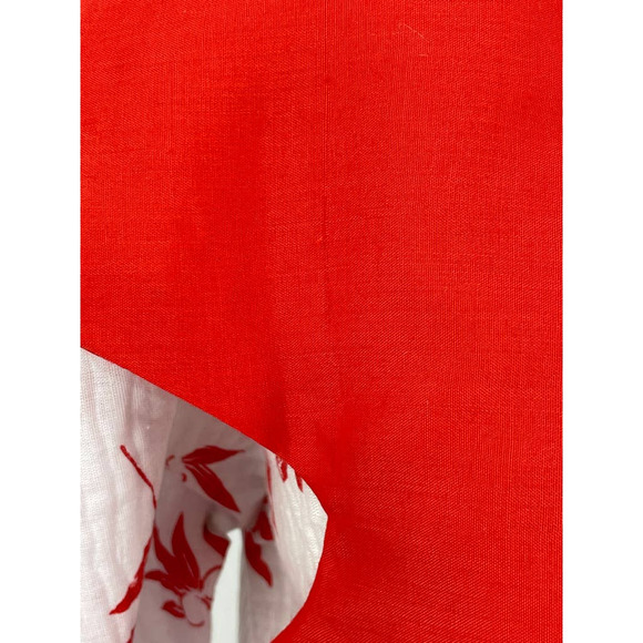 Vintage White Red Cherry Blossom Print Asian Inspired Knee Dress Large - Picture 6 of 7